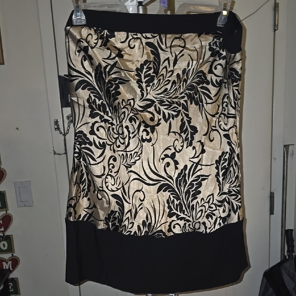 Lane Bryant Black and White Embellished Strapless Shirt
